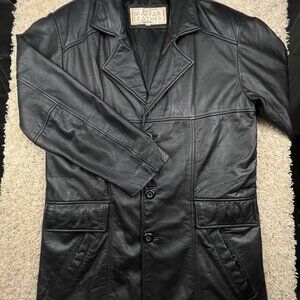 Braefair Leather Jacket Blazer Medium Black Full Zip Motorcycle 100% Genuine